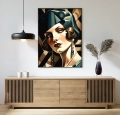 Plakat Kobieta art deco w mieszkaniu
