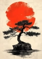 Plakat Bonsai na tle słońca II