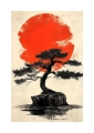 Plakat Bonsai na tle słońca II passe-partout