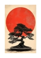 Plakat Bonsai na tle słońca III passe-partout