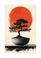 Plakat Bonsai na tle słońca IV passe-partout