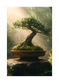 Plakat Bonsai w blasku słońca passe-partout