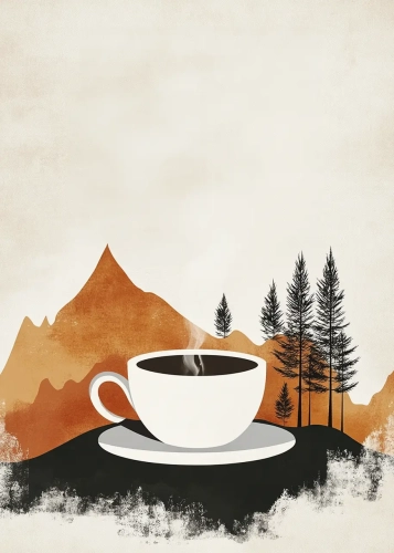 Plakat Kawa w górach