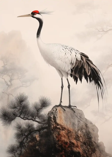 Plakat Żuraw na skale