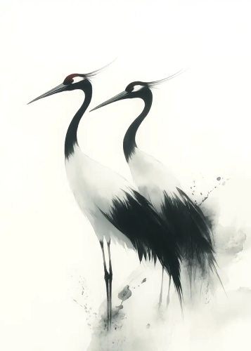 Plakat Żurawie we mgle