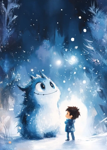 Plakat Niebieski stworek II