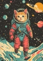 Plakat Kot w kosmosie II