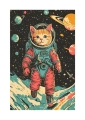 Plakat Kot w kosmosie II passe-partout