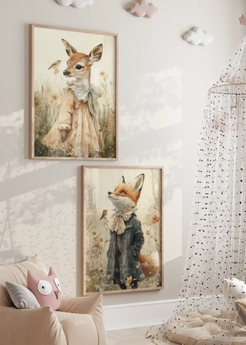 Zestaw plakatów dla dzieci Baśniowe zwierzęta I