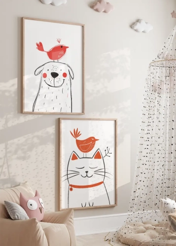 Zestaw plakatów dla dzieci Fruwający przyjaciele II