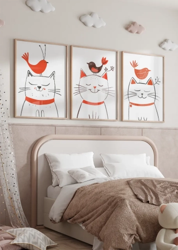 Zestaw trzech plakatów dla dzieci Fruwający przyjaciele I