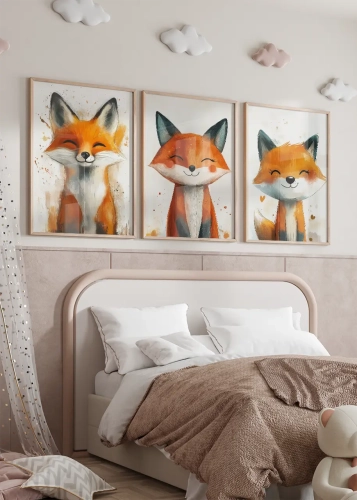 Zestaw trzech plakatów dla dzieci Fajne liski