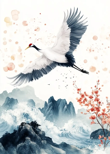 Plakat Żuraw w locie