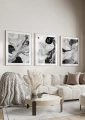 Zestaw trzech plakatów abstrakcyjnych Rozlane akryle – szarość