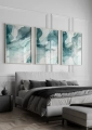 Zestaw trzech plakatów abstrakcyjnych Rozlane akryle – turkus do sypialni