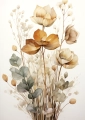 Plakat z kwiatami Beżowe złoto
