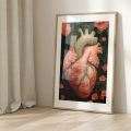 Plakat w ramie Serce i kwiaty