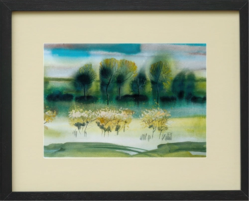 Obraz w ramie 32x26 Pejzaż Zieleni – delikatna kompozycja natury.