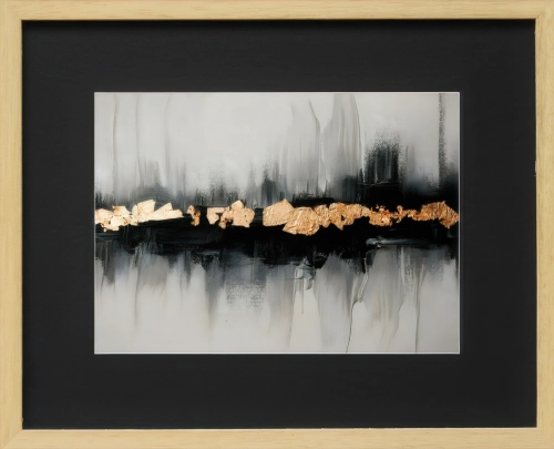 Obraz w ramie 57x42 Złota Linia – elegancka kompozycja w szarościach i złocie.