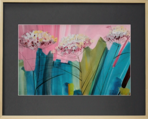 Obraz w ramie 57x42 Kwiaty w kolorze – kolorowa kompozycja kwiatowa, natura, rama, drewno