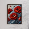 Plakat z czerwonymi kwiatami – minimalistyczna i wyrazista dekoracja wnętrza.