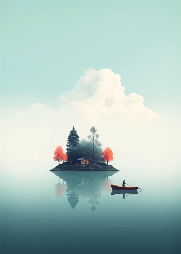 Plakat Samotny rybak I