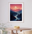 Plakat Zachód słońca nad rzeką II w jadalni