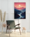 Plakat Zachód słońca nad rzeką II w salonie