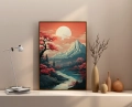 Plakat Wizja Fudżi II w bezowym wnętrzu