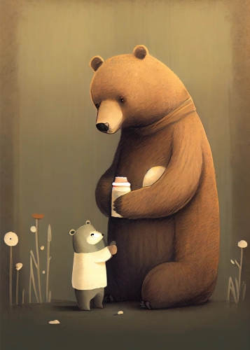 Plakat Opiekuńczy niedźwiadek
