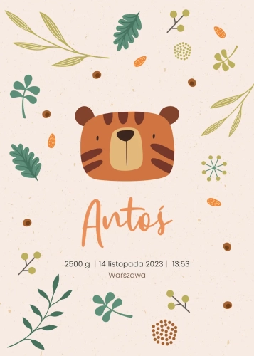 Metryczka Leśne zwierzątko (wzór IV)