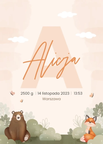 Metryczka Leśna literka (wzór I)