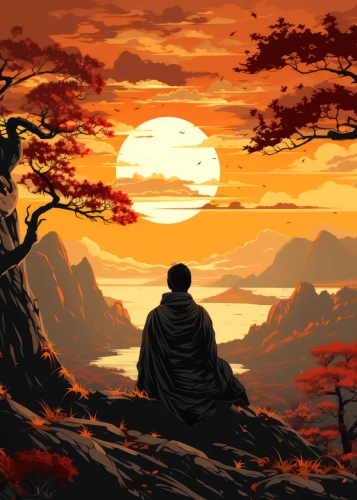 Plakat Medytacja nad zatoką