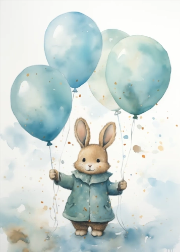 Plakat Królik z balonami II