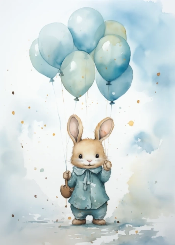 Plakat Królik z balonami IV