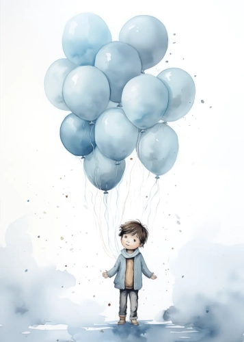 Plakat Chłopiec z balonami II