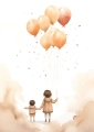 Plakat Dziewczynki z balonami