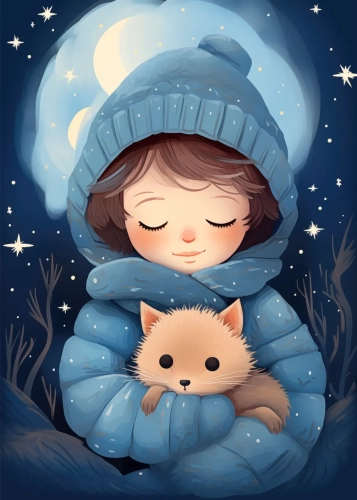 Plakat Dziewczynka z futrzakiem