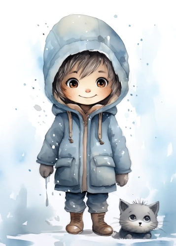 Plakat Dziewczynka z kotkiem