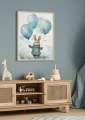 Plakat w sypialni dziecka Królik z balonami II