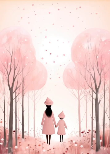 Plakat Spacer w różowym lesie