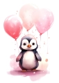 Plakat Pingwin z balonami