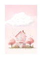 Plakat Różowy domek passe-partout
