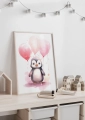 Plakat dla dzieci Pingwin z balonami