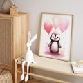 Plakat w ramie Pingwin z balonami