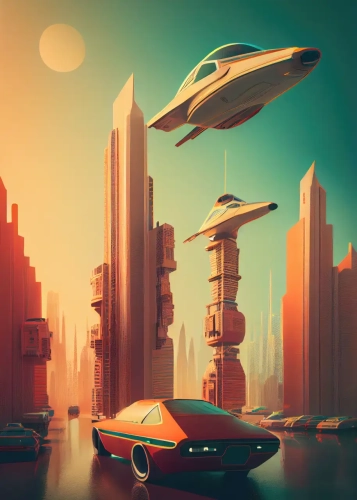 Plakat Przyszłość w stylu retro