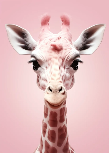 Plakat Żyrafa na różowym tle