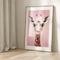 Plakat do salonu Żyrafa na różowym tle