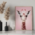 Plakat na komodzie Żyrafa na różowym tle