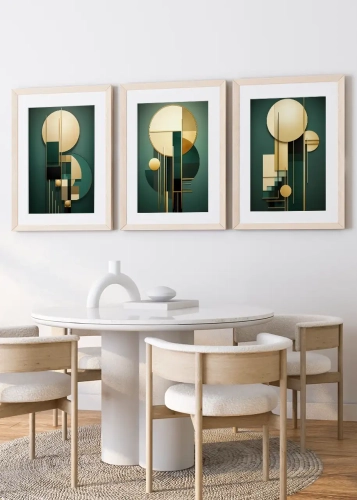 Tryptyk Zieleń art déco I